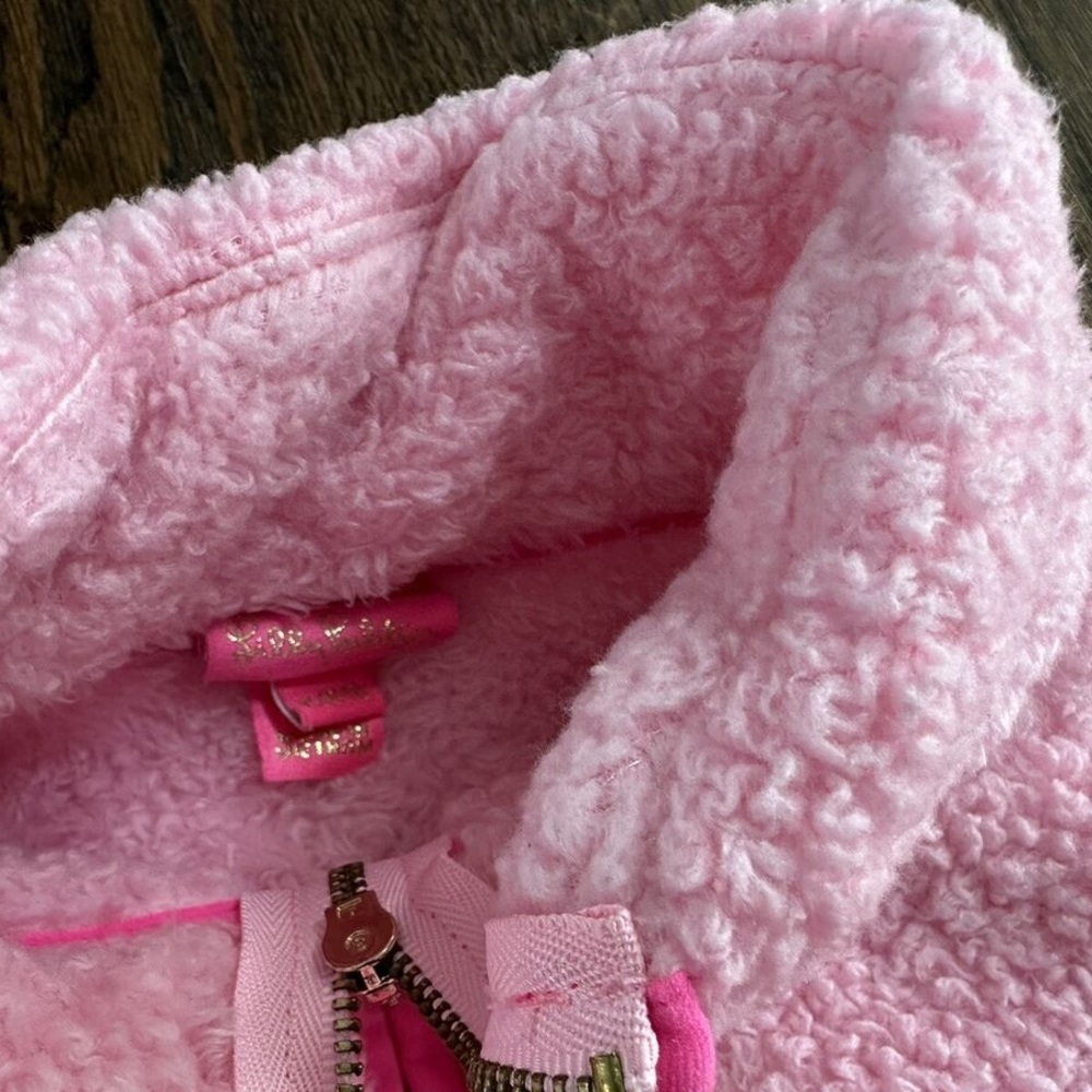 LILLY PULITZER Pink Sherpa Half Zip Pullover Fleece Sweatshirt Size 8/10 - Picture 7 of 8